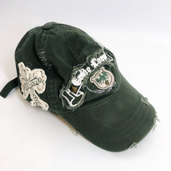 Leader Croix de Lorraine Distressed Green Baseball Cap - Picture 1 of 14